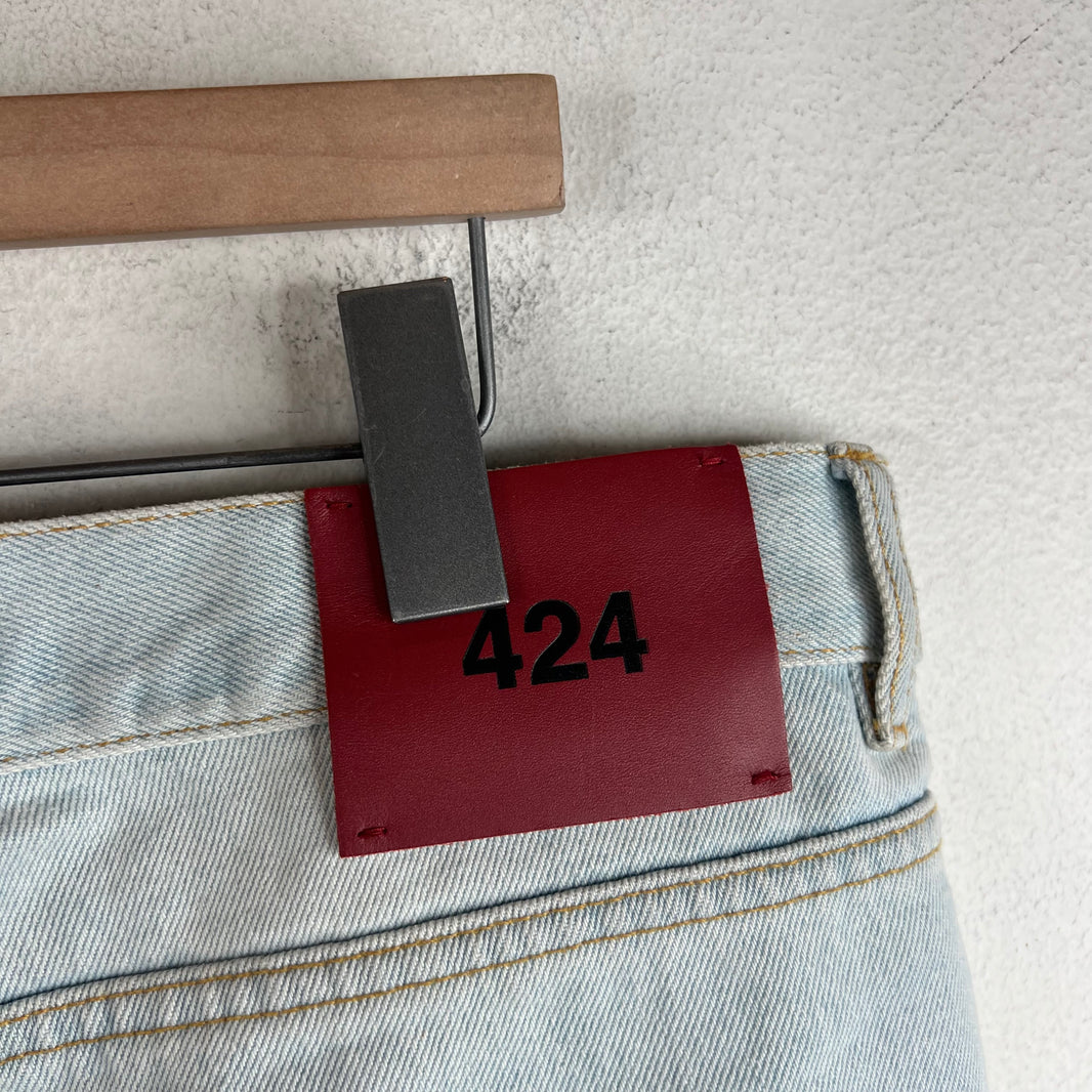 424 Cinched Blue Straight Leg Jeans