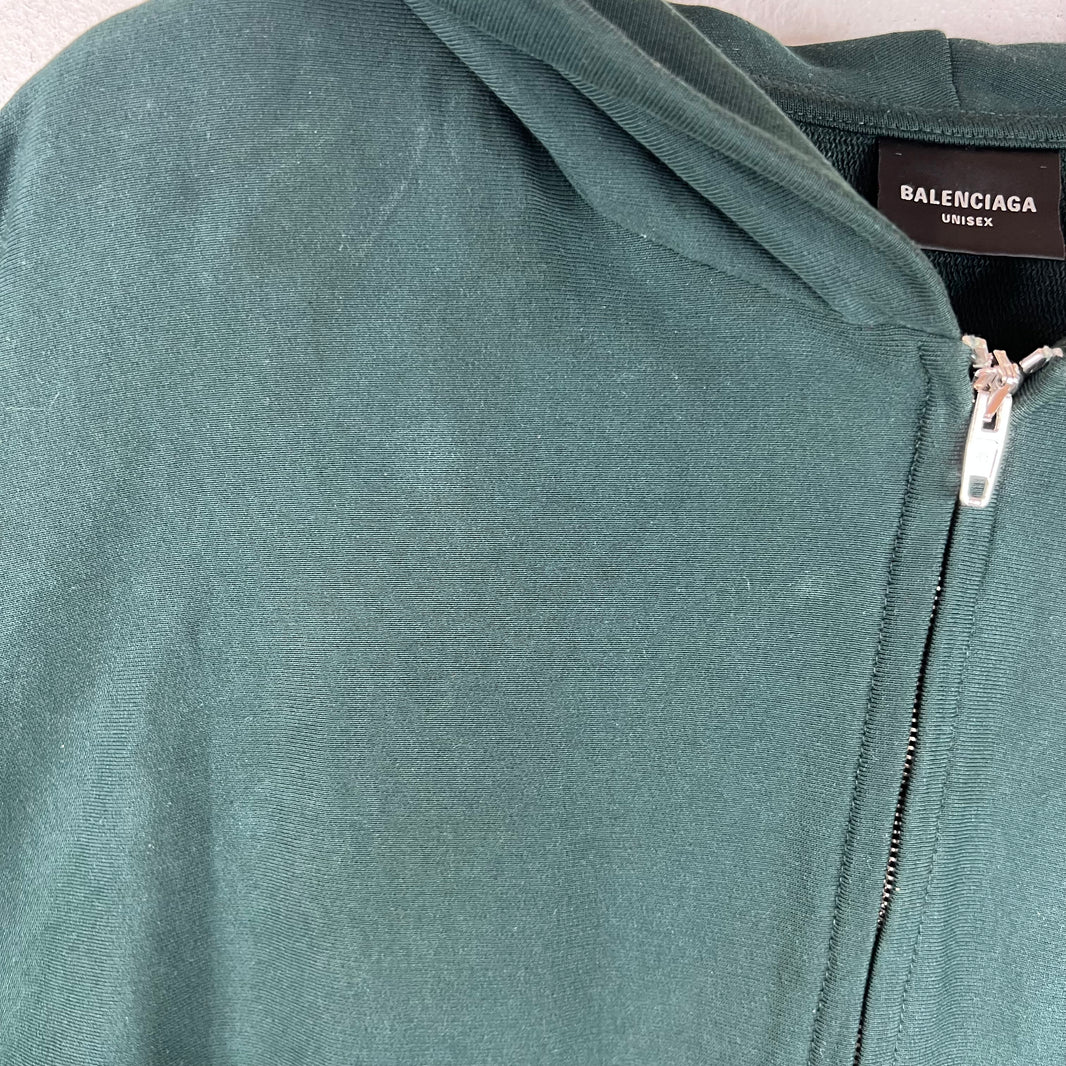 Balenciaga Sample Dark Green Size Sticker Zip Up Hoodie