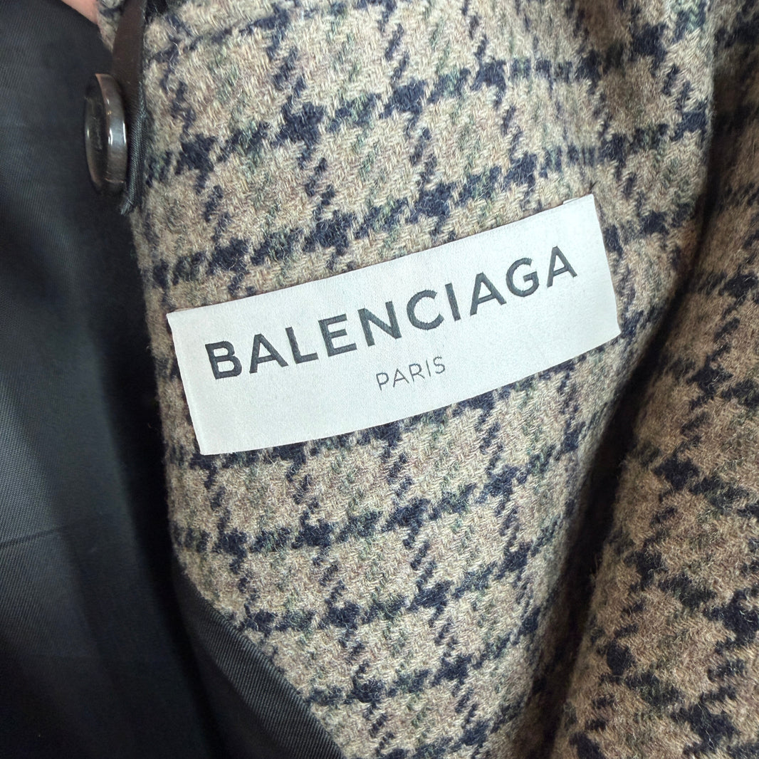 Balenciaga Gingham Double Breasted Trench Coat