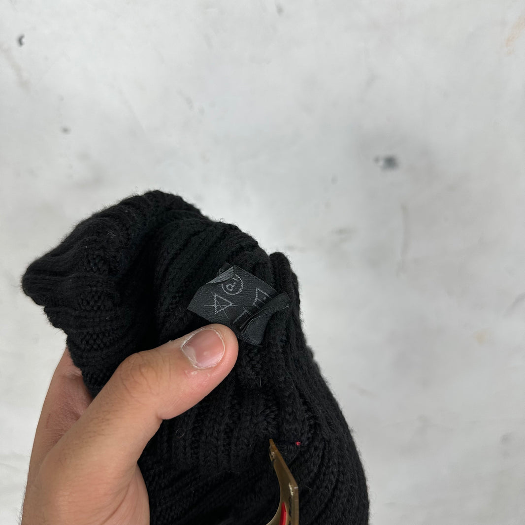 Prada Linea Black Ribbed Beanie