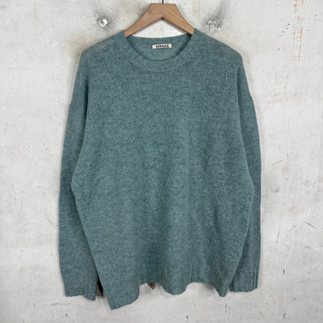 Auralee Wool/Mohair Blue Knit Sweater