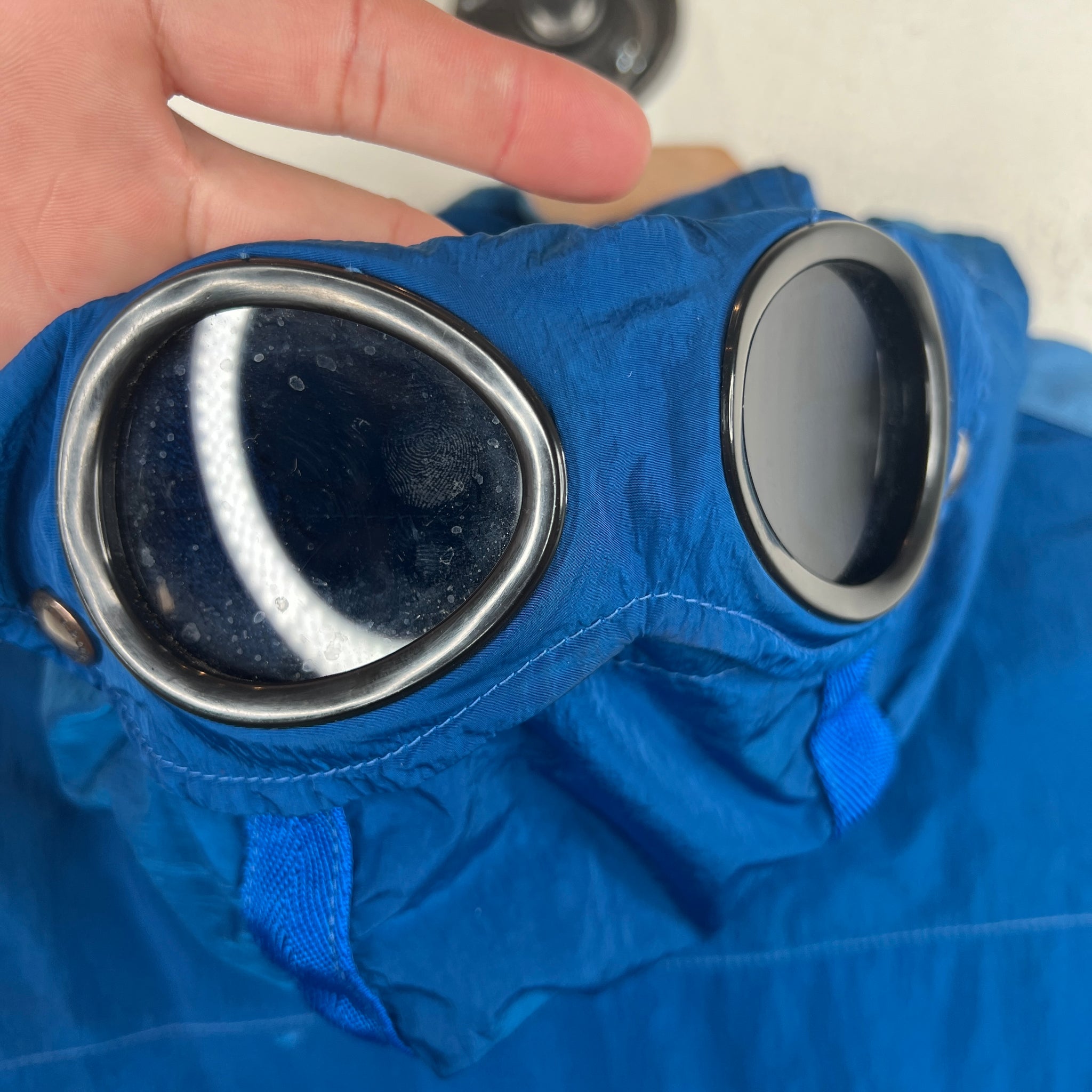 CP Company Blue Polyamide Goggle Jacket