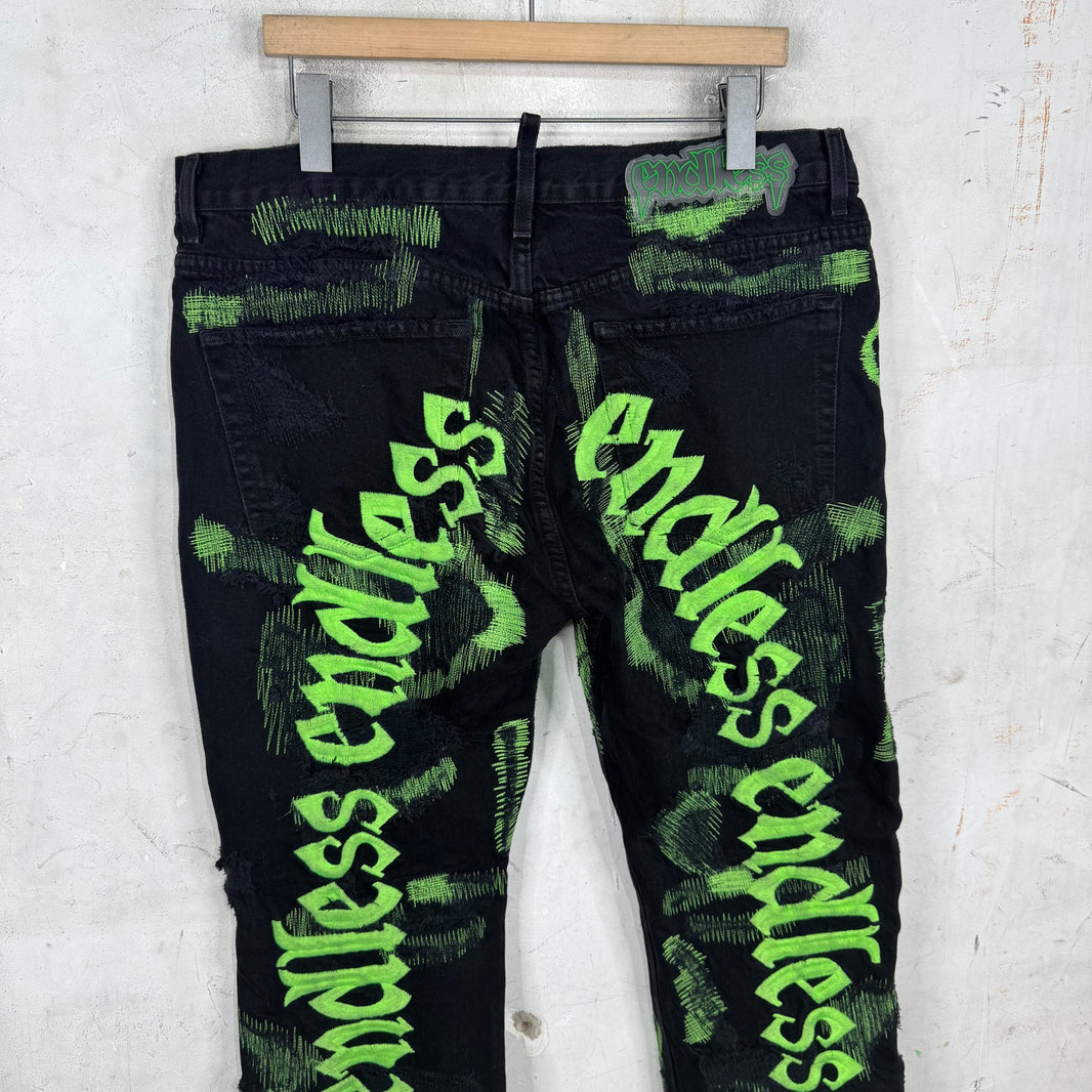 Endless Denim Black/Green Repaired Jeans