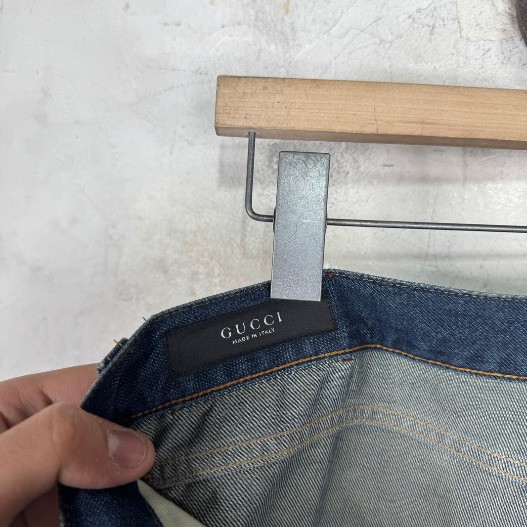 Gucci Washed Blue Horsebit Jeans