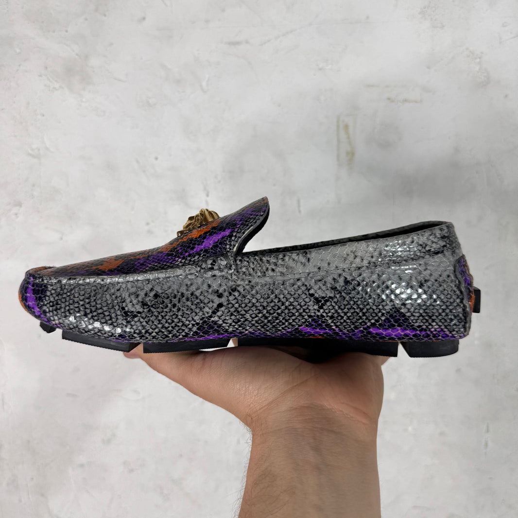 Versace Snake-Print Medusa Loafers