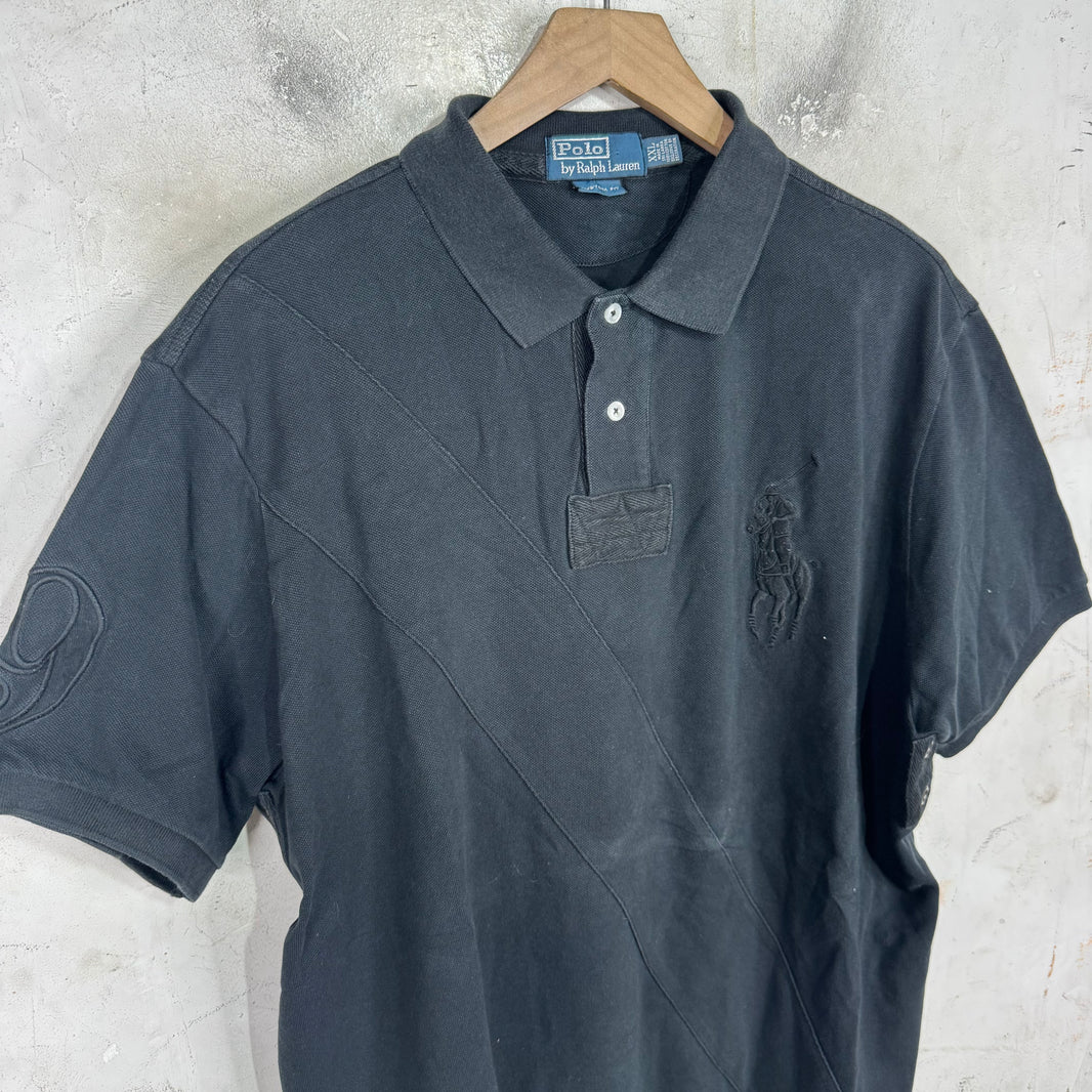 Ralph Lauren Tonal Black Diagnal Pony Polo