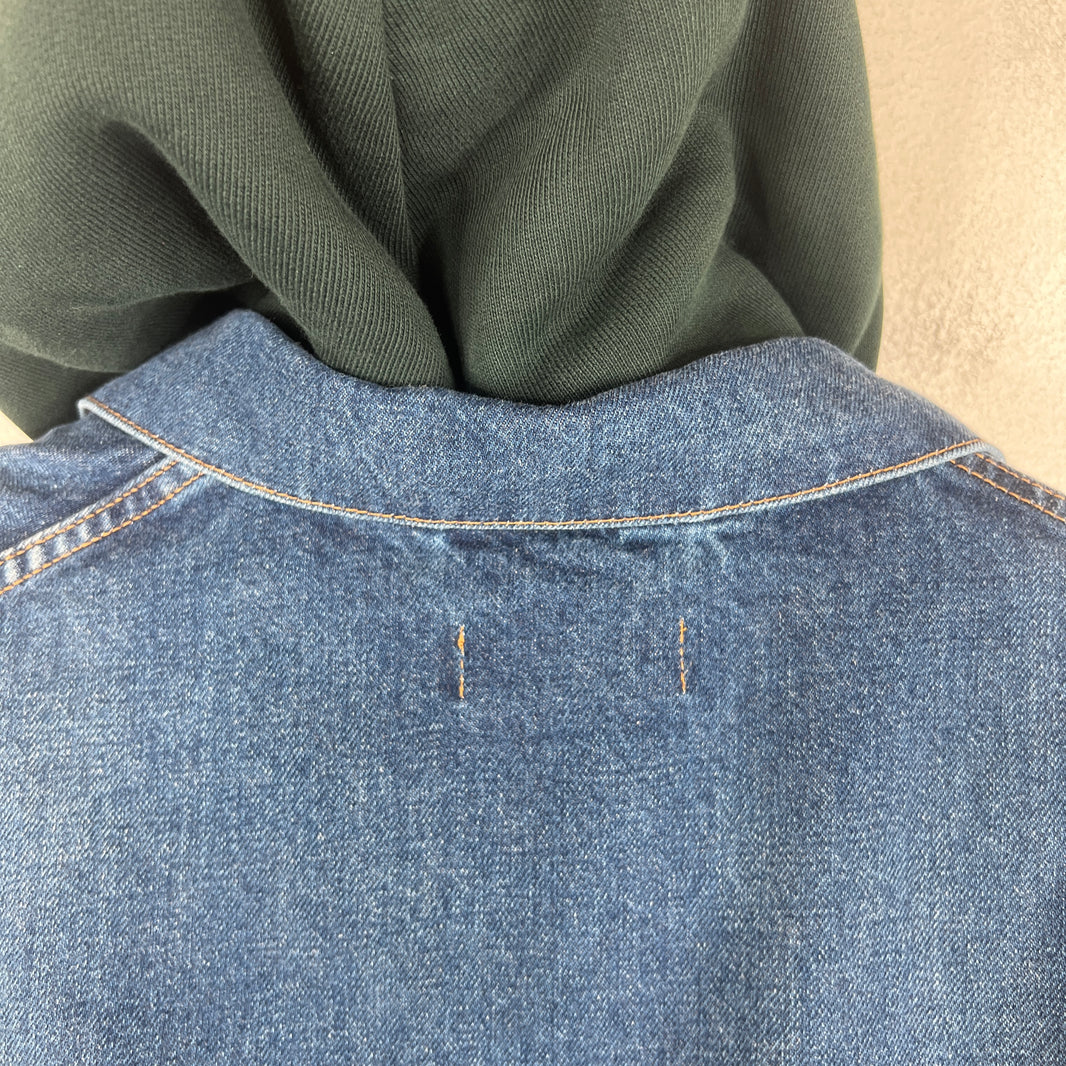 Balenciaga Blue/Green Twinset Hooded Denim Jacket