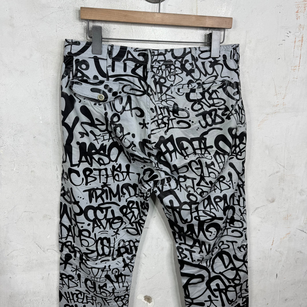 CDG Printed Script Trousers