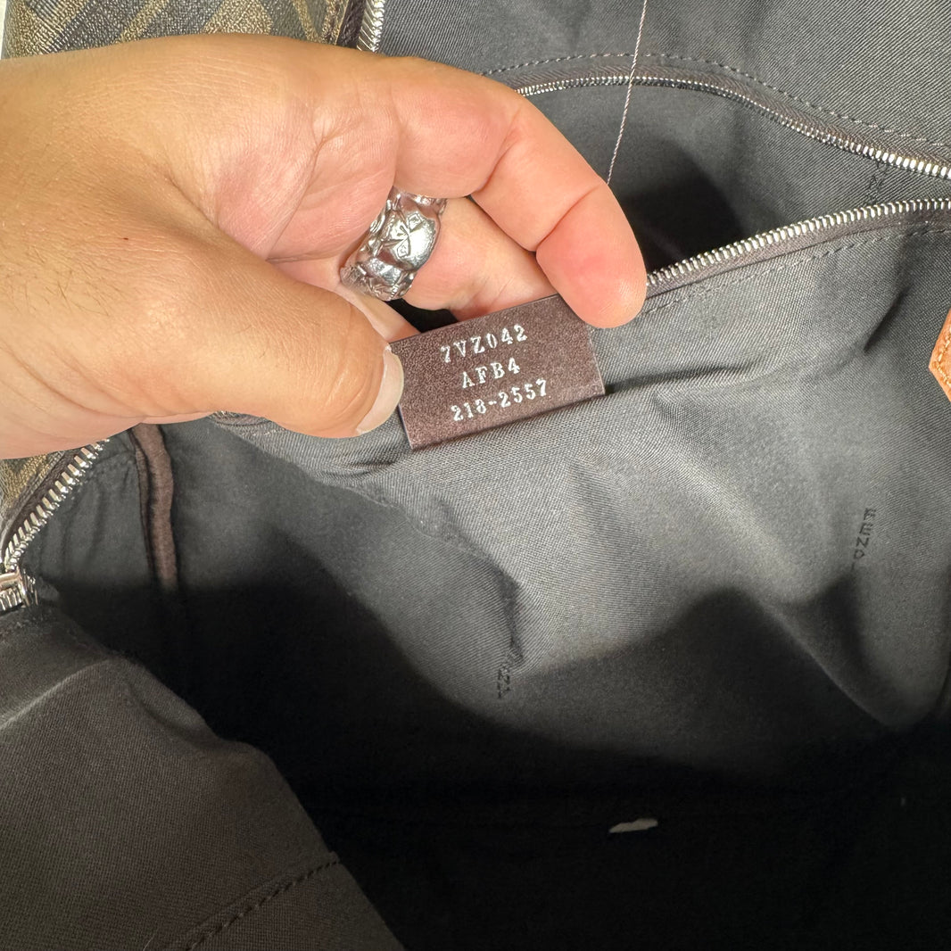 Fendi Leather Paneled Zucca Backpack