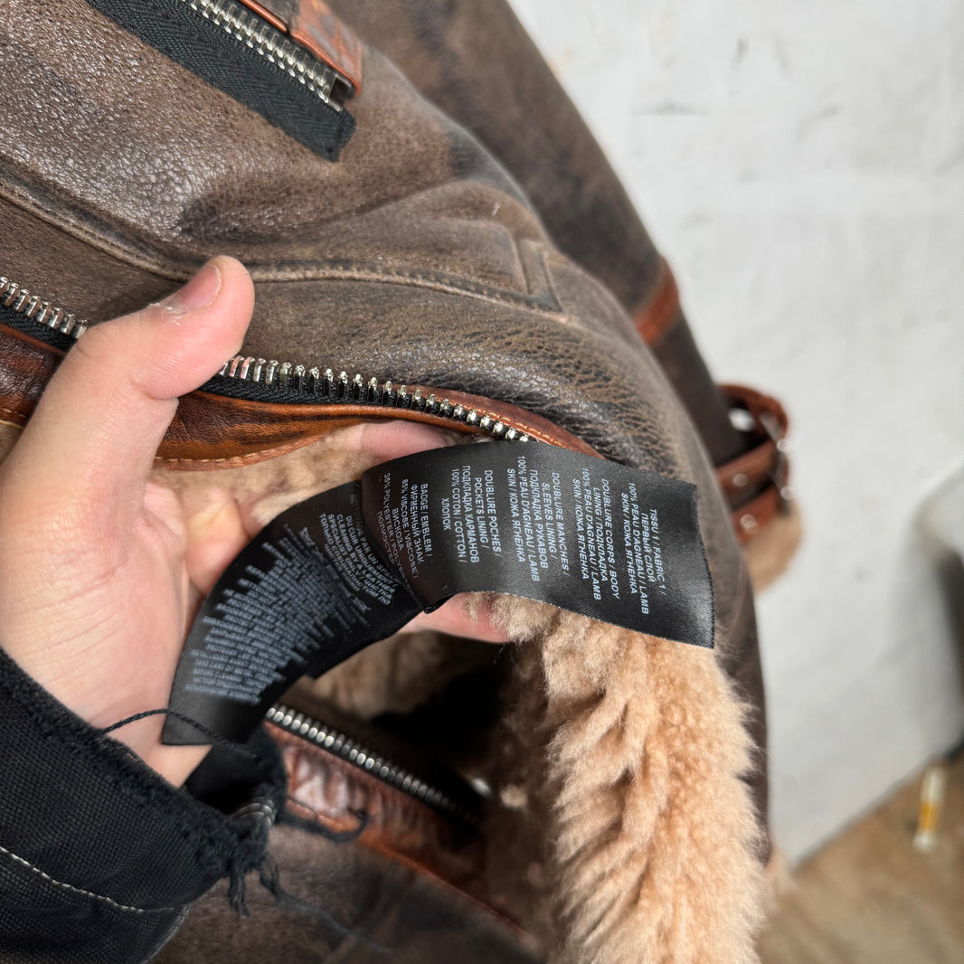 Balmain Leather Shearling Pilot Jacket