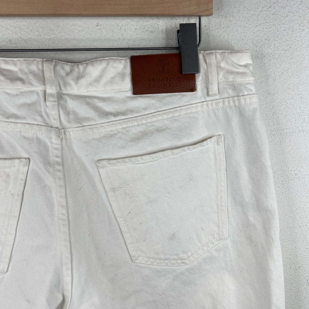 Brunello Cucinelli Tailored White Tapered Denim Jeans