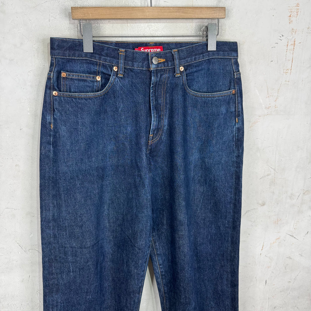 Supreme Thin Logo Raw Selvedge Jeans
