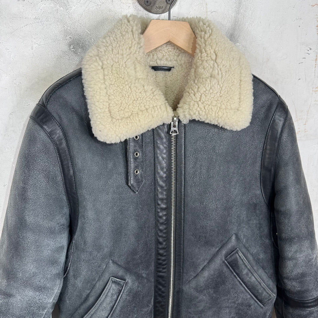 Acne Studios Blisterred Leather Shearling Pilot Jacket