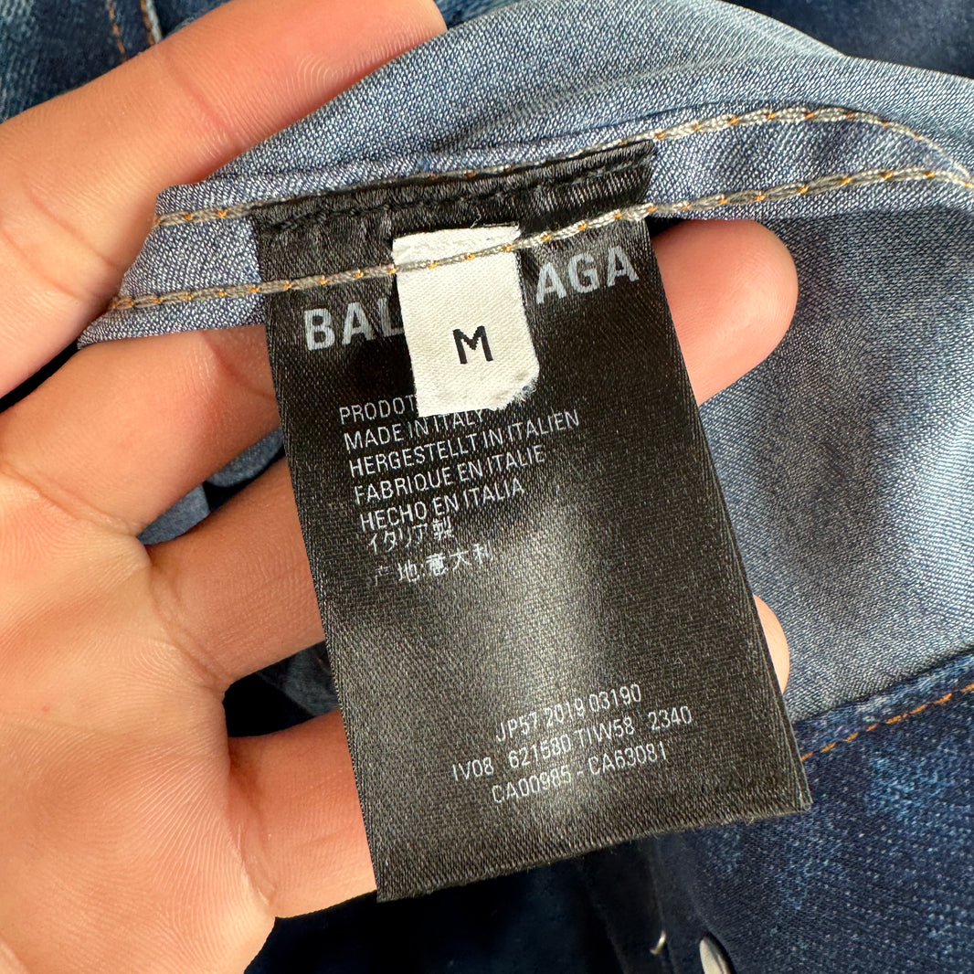 Balenciaga Tromp Viscose Button Up Denim Jacket