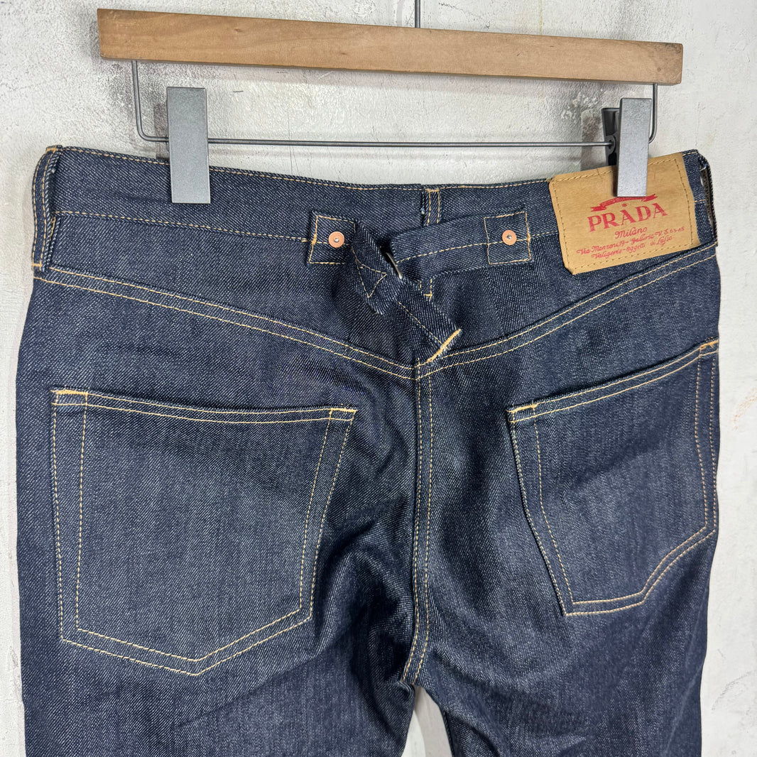 Prada Raw Buckle Back Jeans