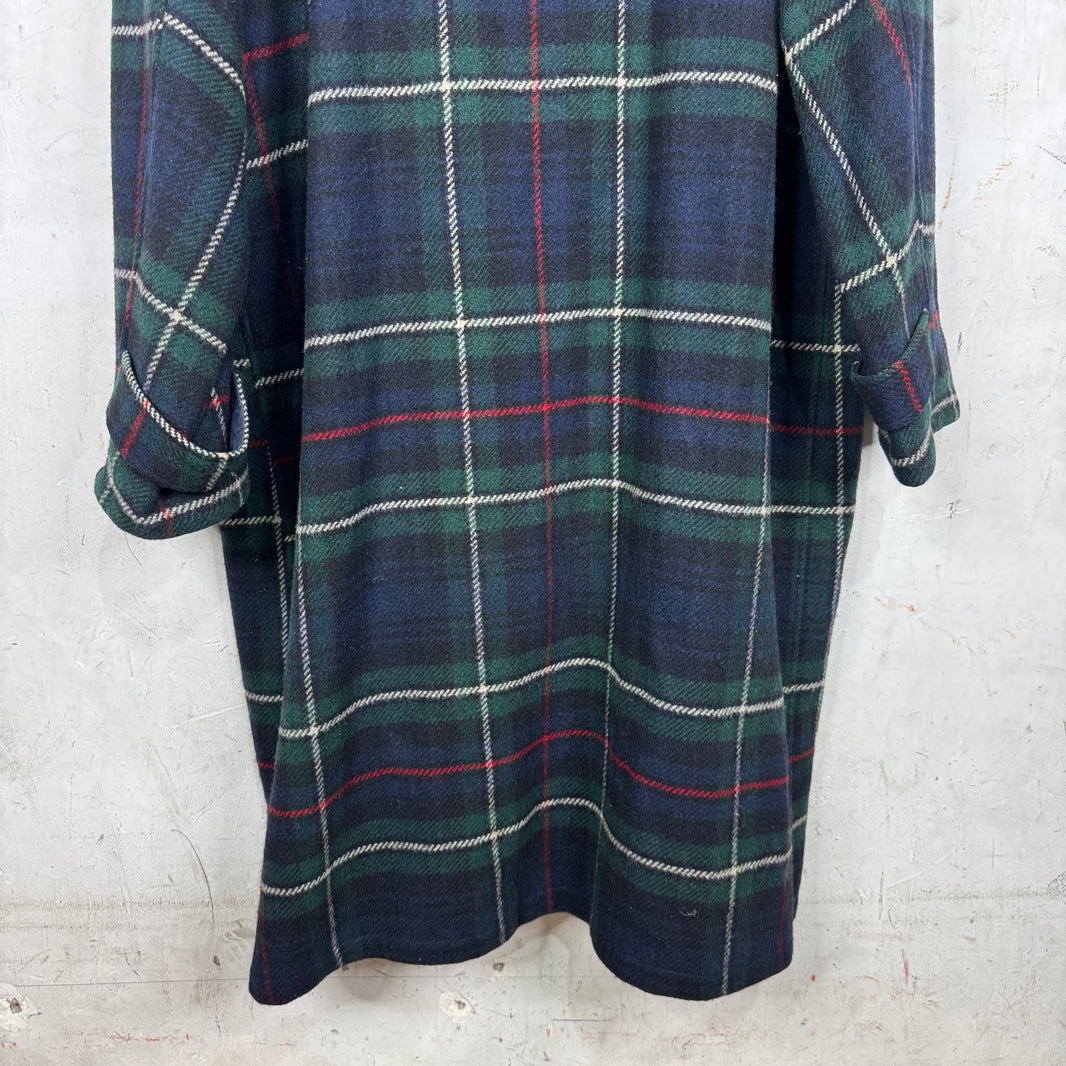 Ralph Lauren Wool Plaid Long Clasped Coat