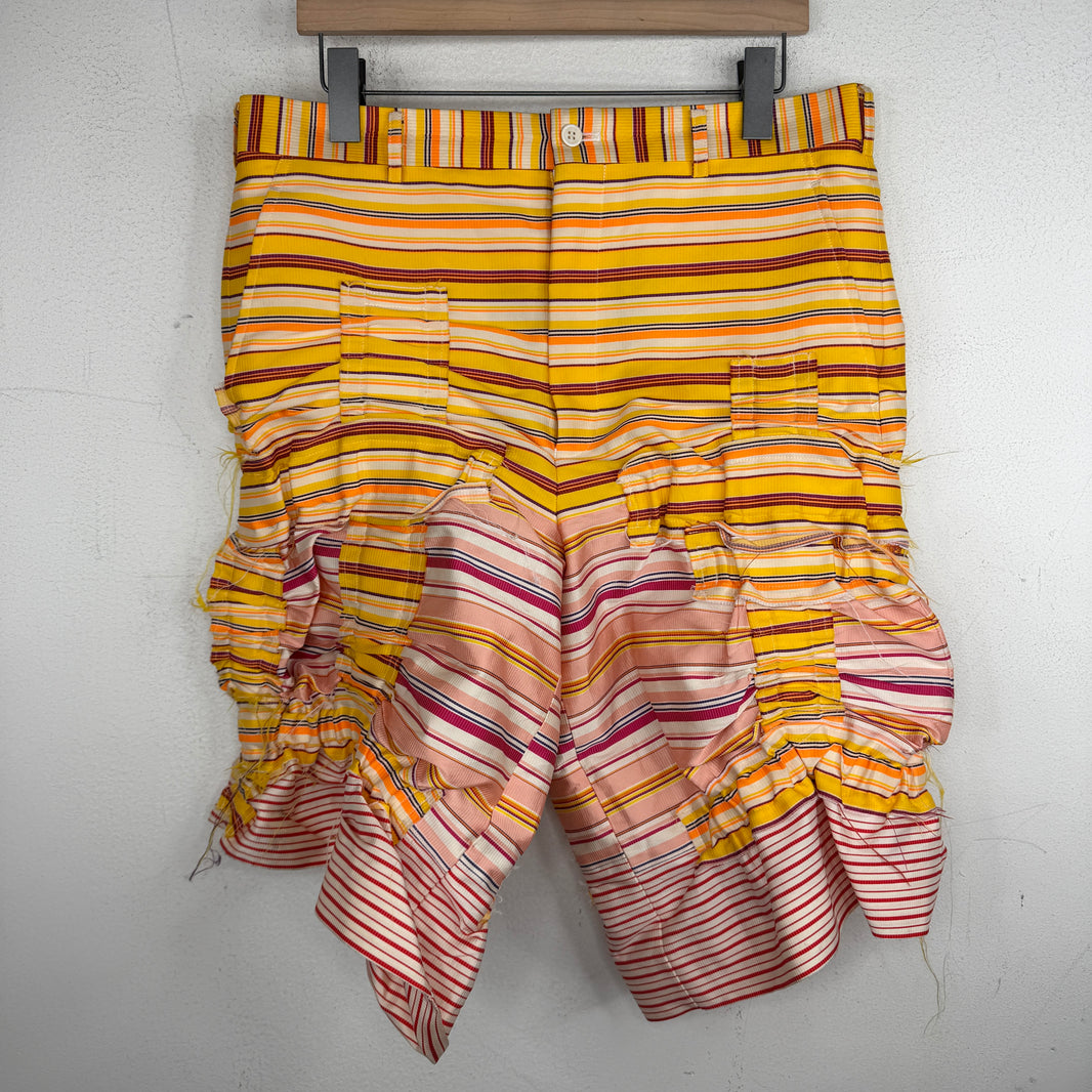 CDG Homme Plus Striped Elastic Panel Shorts