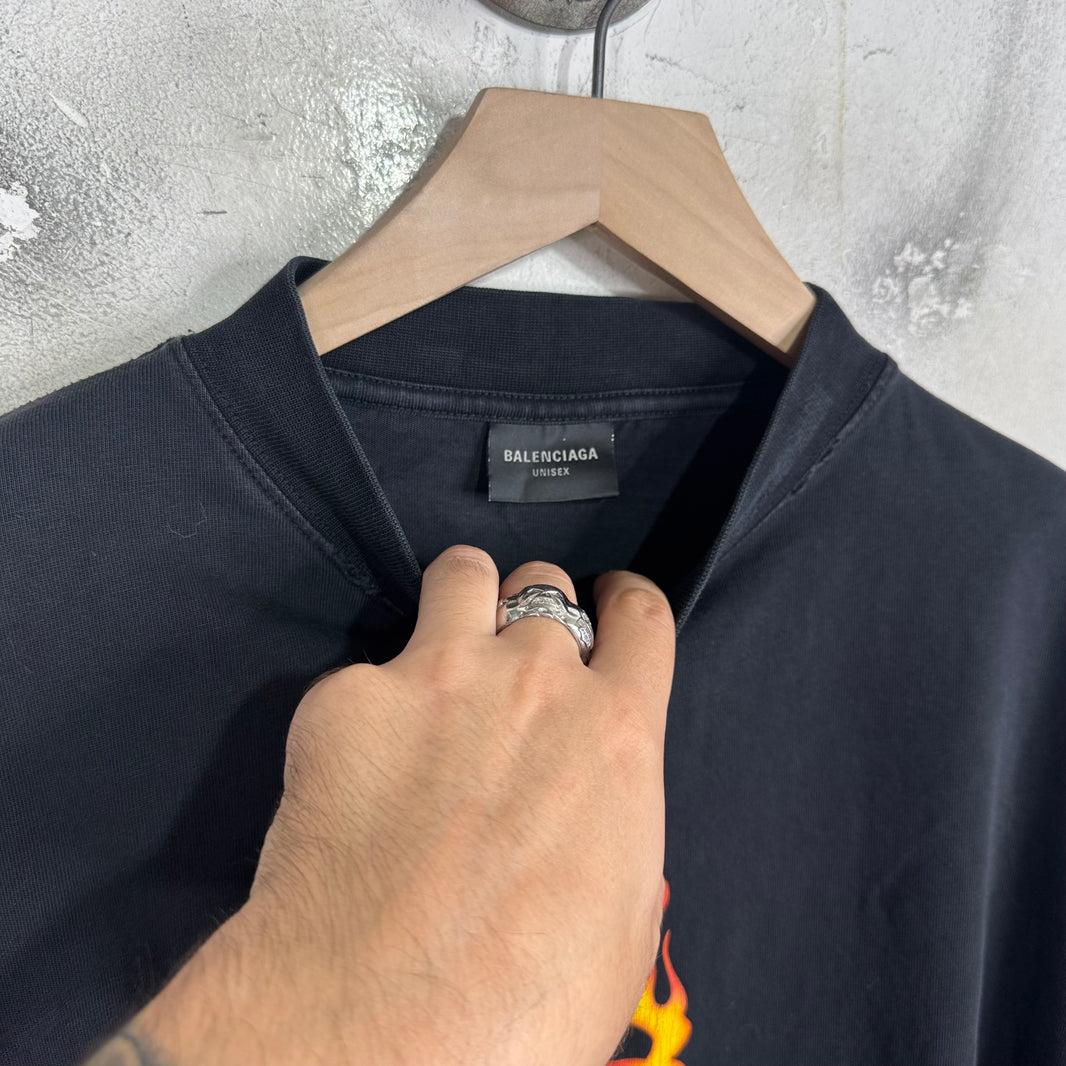 Balenciaga Flaming Unity Distressed T-Shirt