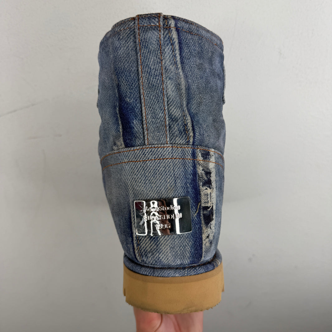 Acne Studios Batter Low Denim Print Boots