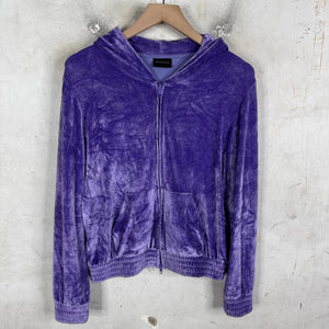Balenciaga Purple Velour Zip Hoodie