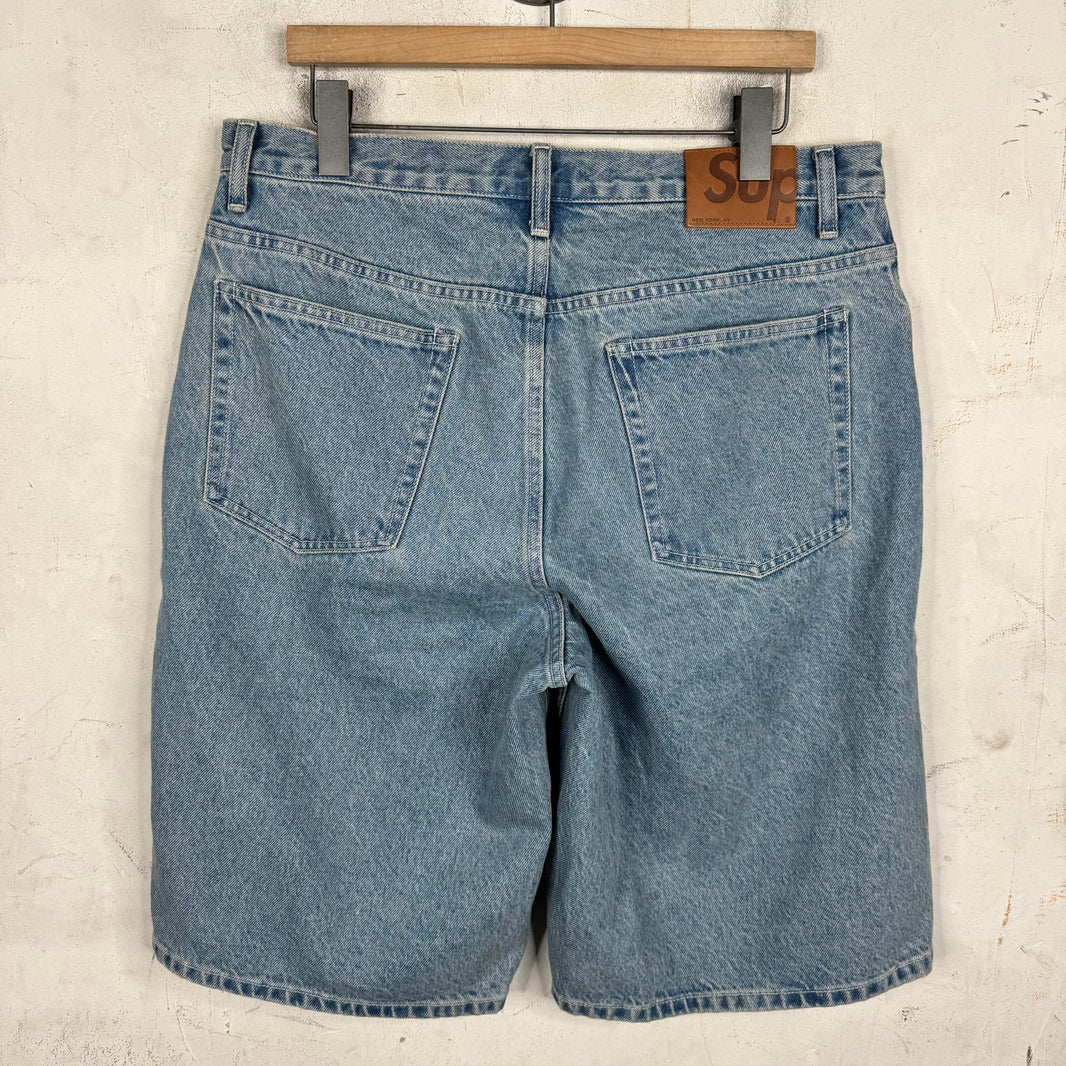 Supreme Script Baggy Denim Shorts