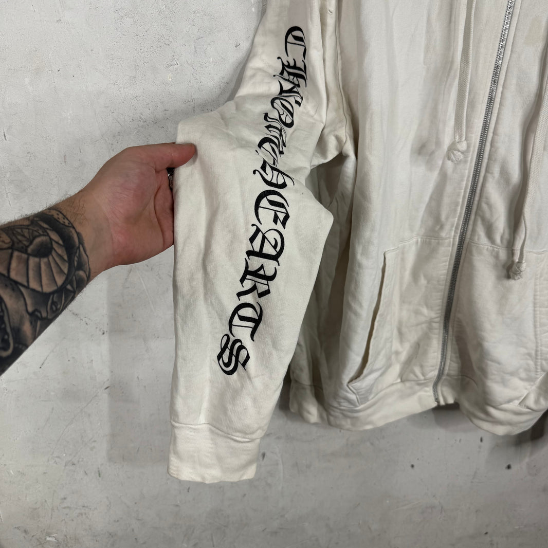 Chrome Hearts Smoked Script Sleeve White Zip Hoodie