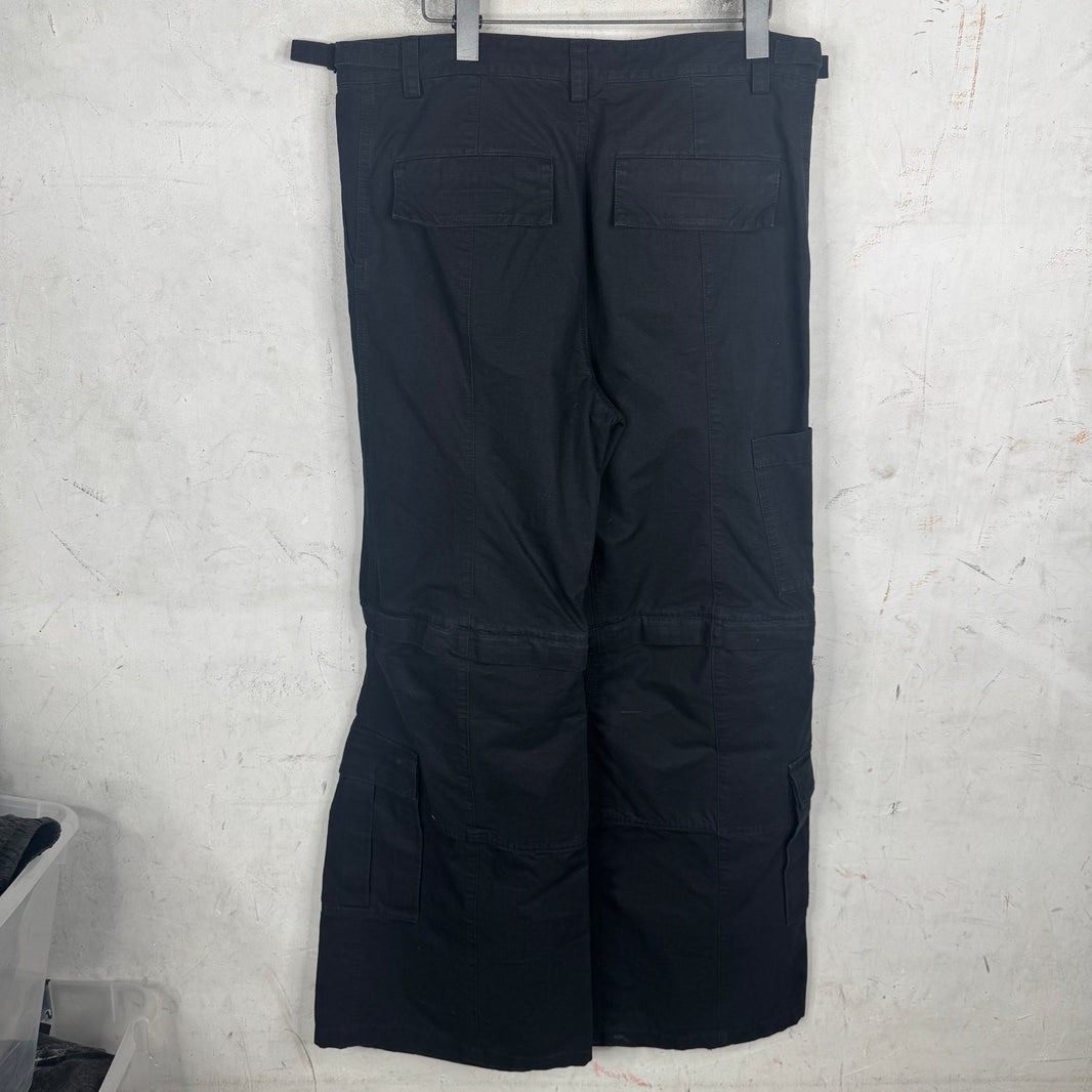 Balenciaga Black Baggy Flared Convertible Cargo Pants