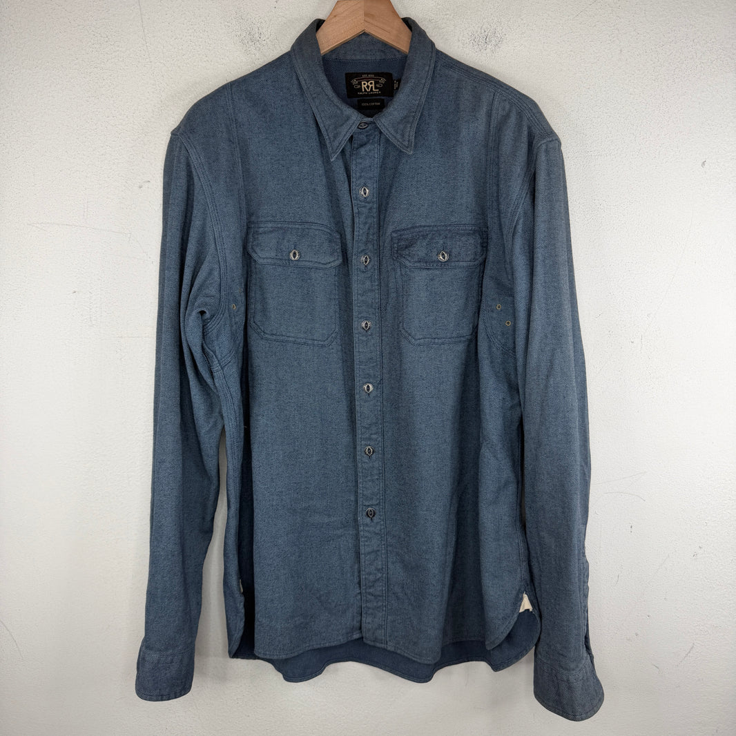 RRL Eye Button Up Blue Shirt