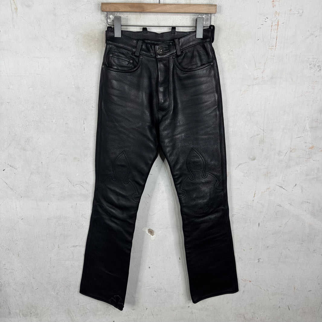 Chrome Hearts Heavy Leather Fleur Knee Pants