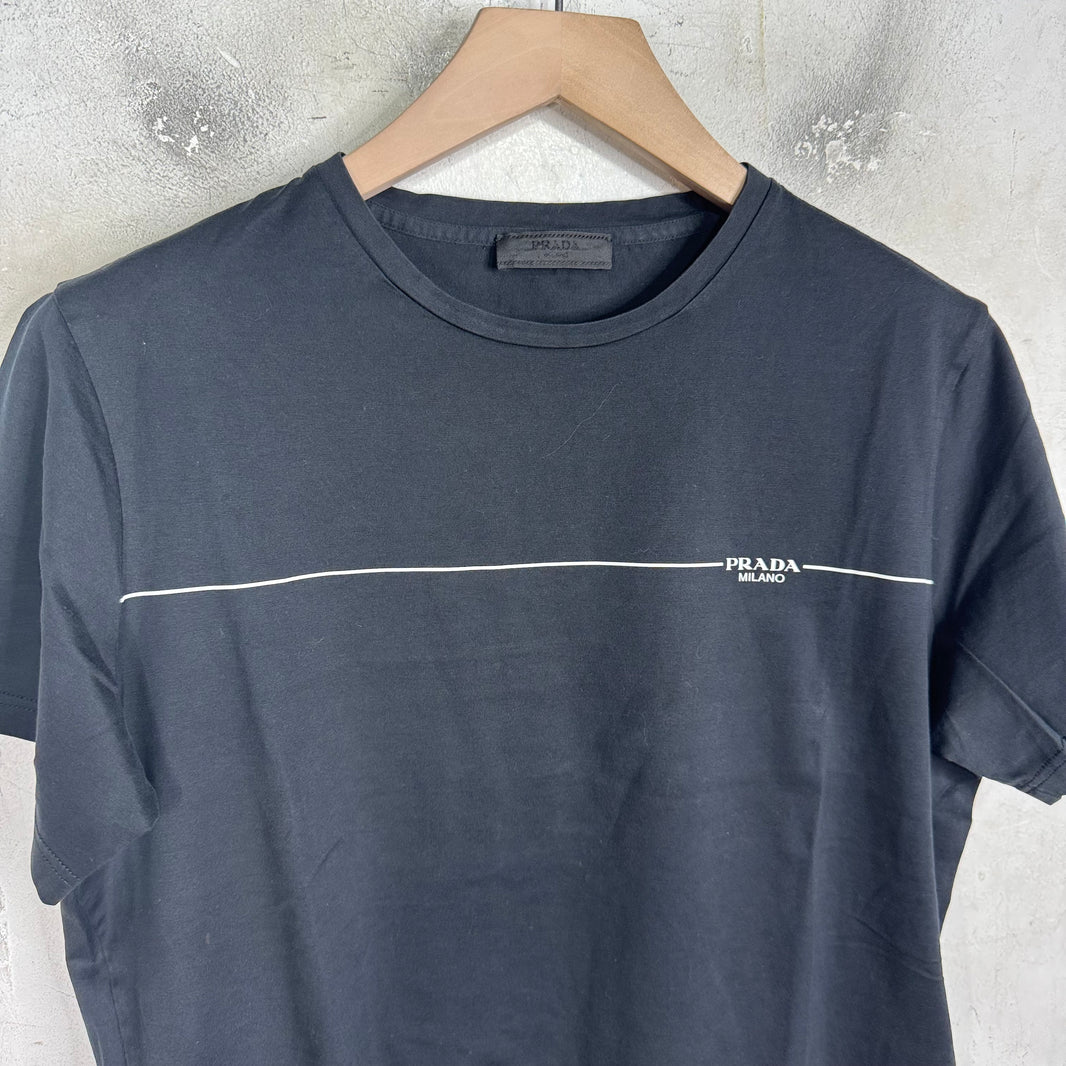 Prada Chest Stripe Logo T-Shirt