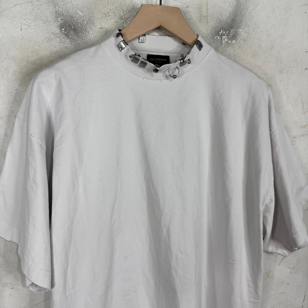 Balenciaga Pierced Collar Distressed T-Shirt