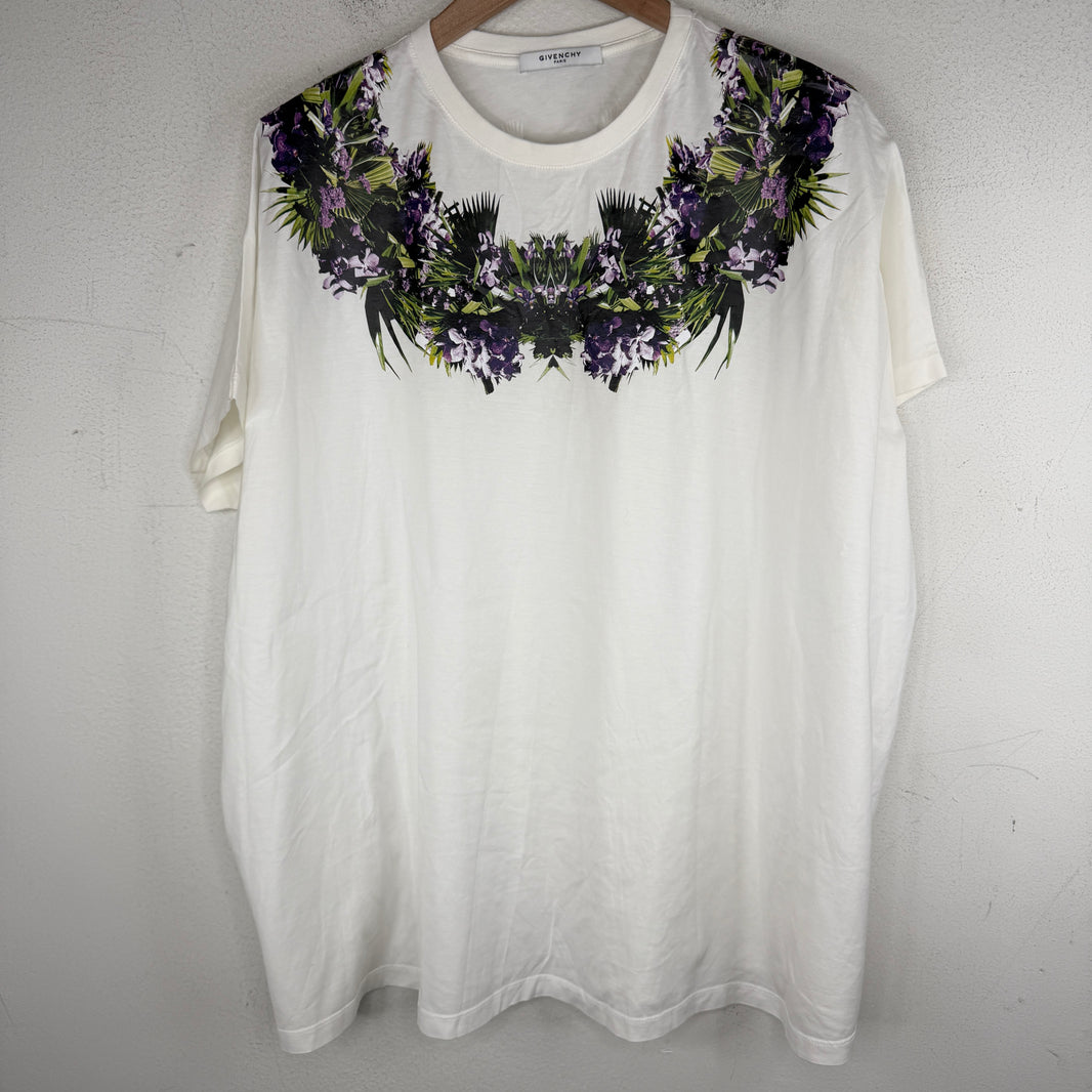 Givenchy Lilac Floral Neck Logo T-Shirt