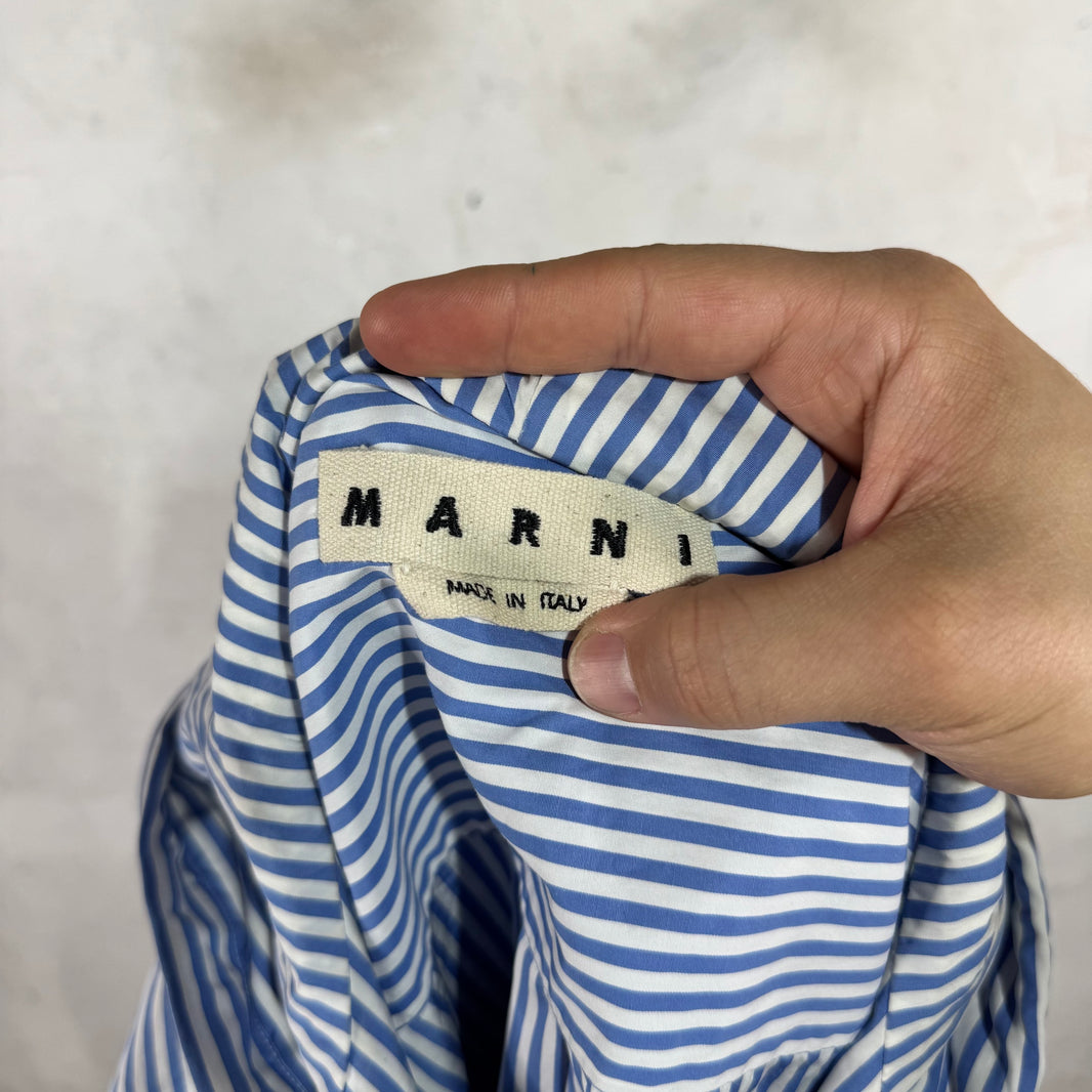 Marni Spray Graphic Hooded Stipe Shirt