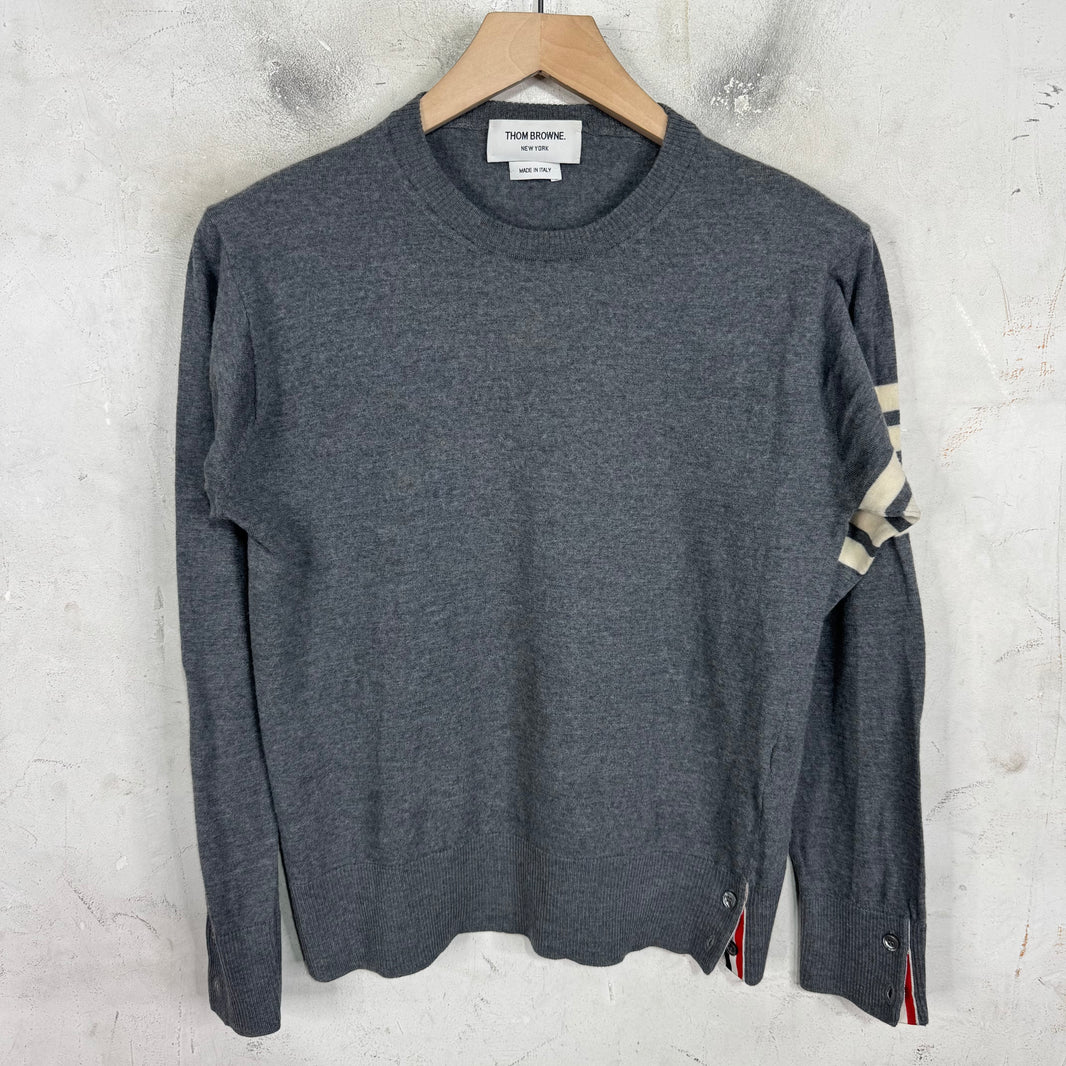 Thom Browne Grey Thin Striped Sweater