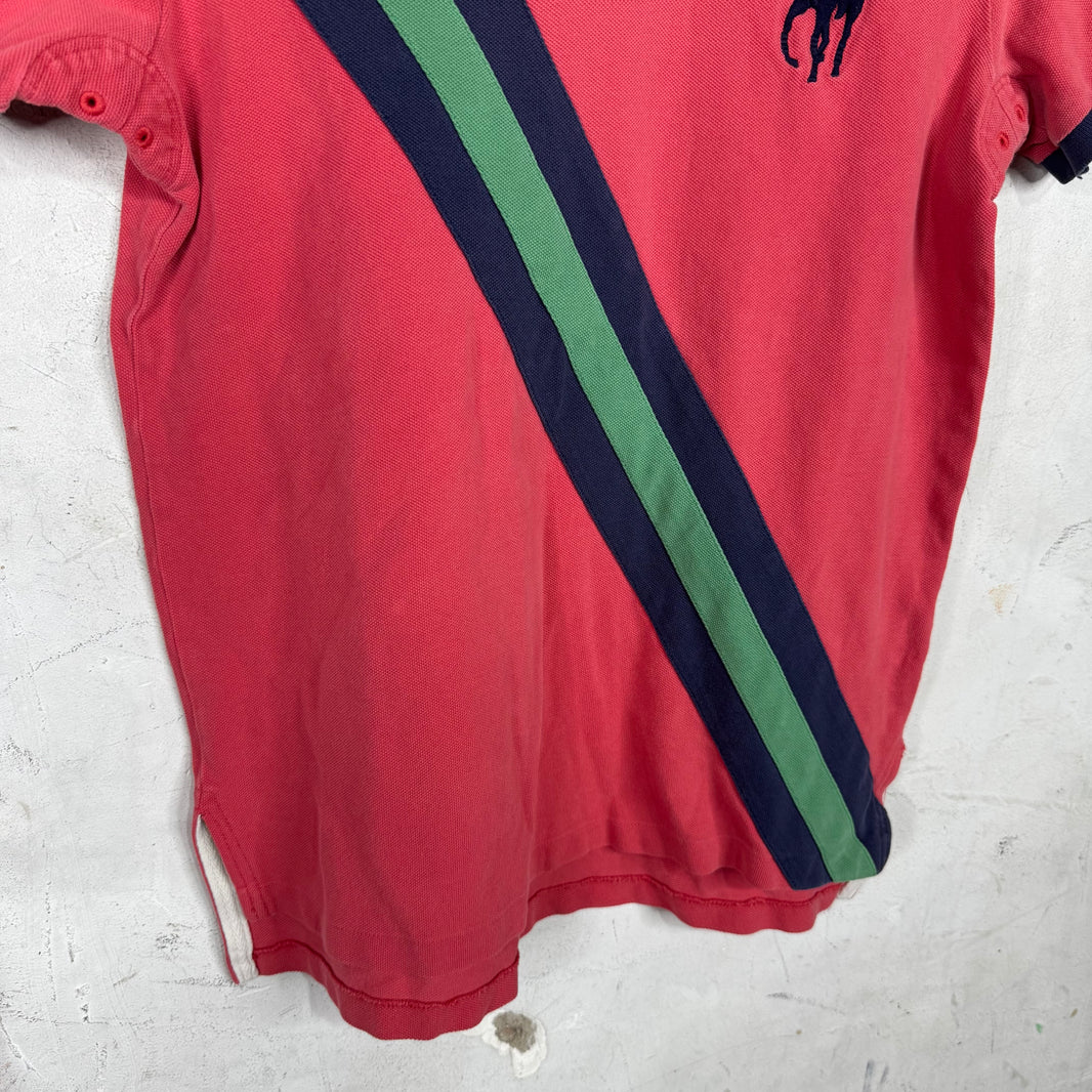 Ralph Lauren Red Diagonal Striped Big Pony Polo