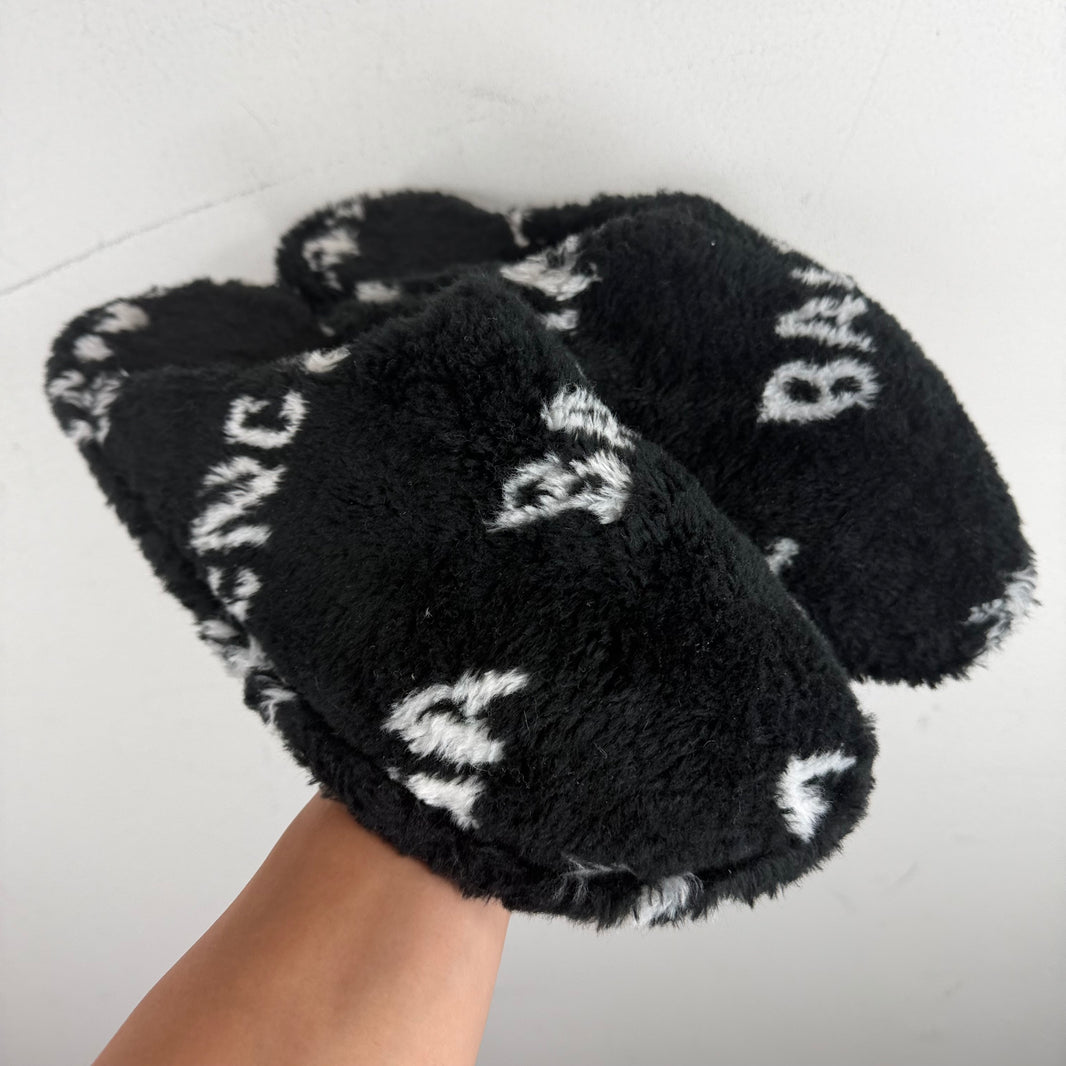 Balenciaga Fuzzy Diagonal Logo Mules