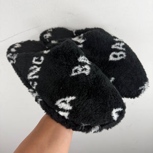 Balenciaga Fuzzy Diagonal Logo Mules