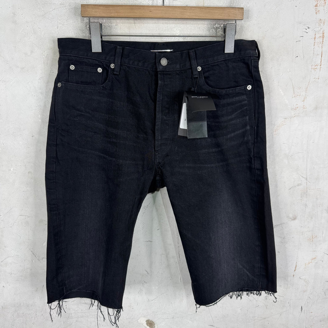 Saint Laurent Black Cutoff Denim Shorts