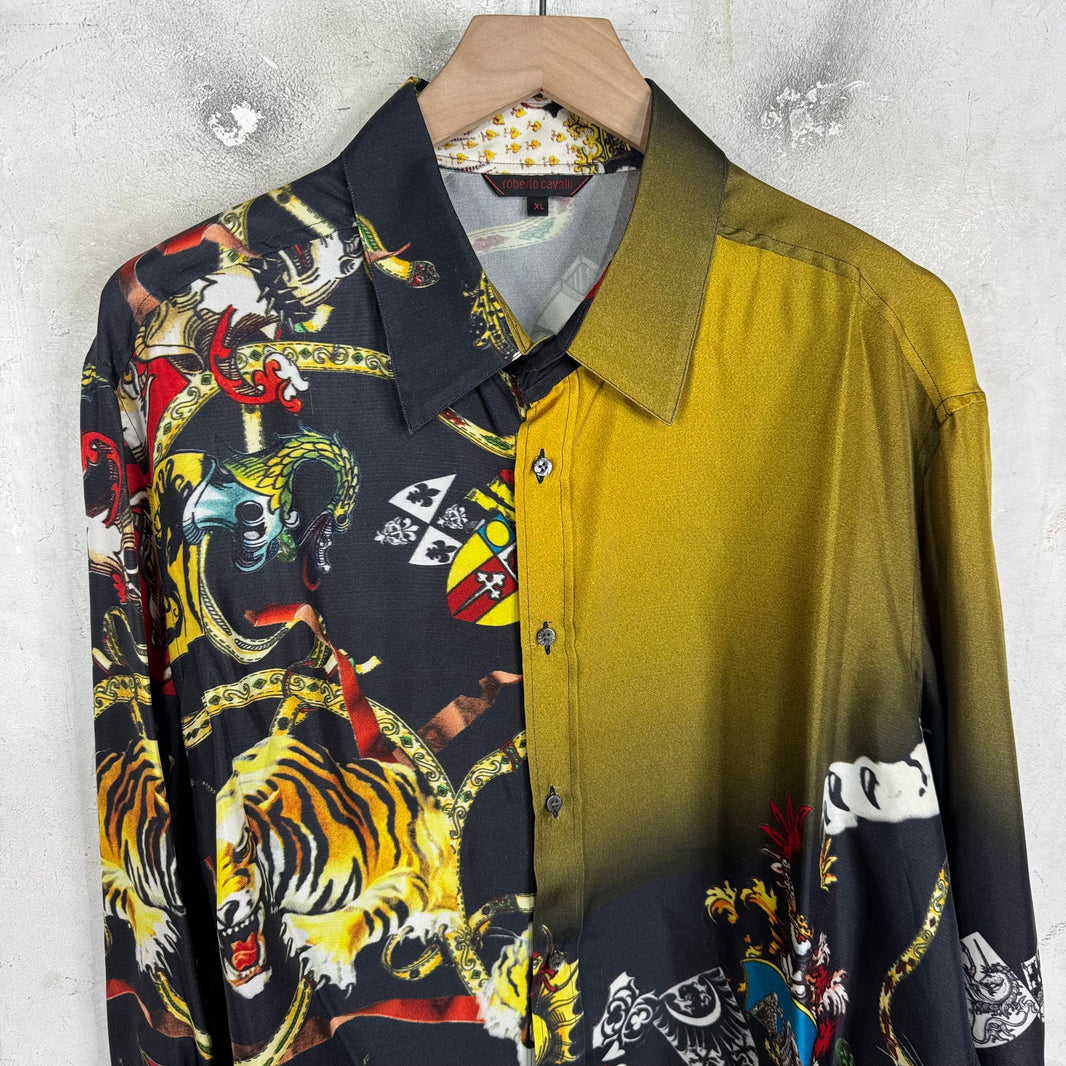 Cavalli Patterned Silk Buttoned Shirt