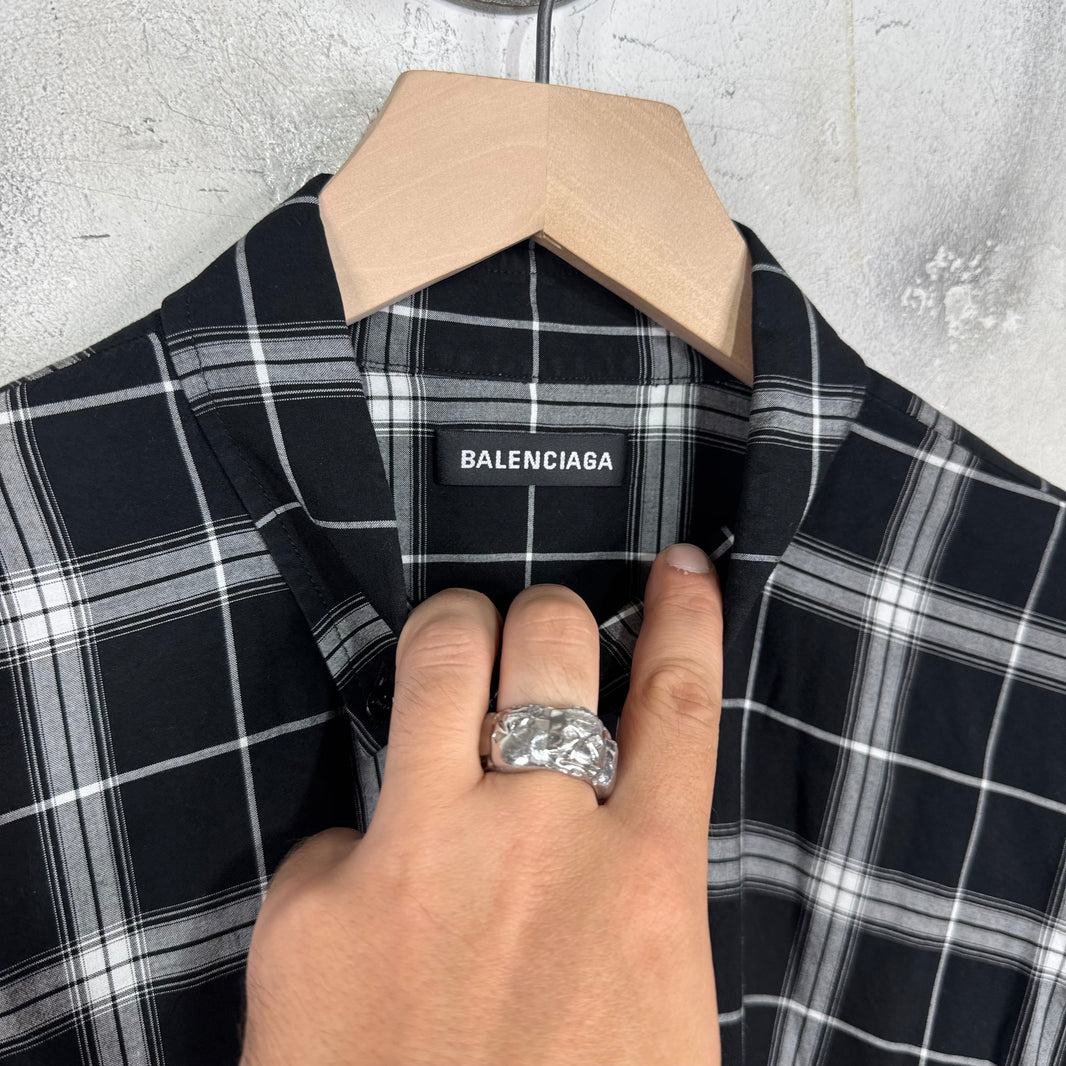 Balenciaga Viscose Plaid Logo Shirt