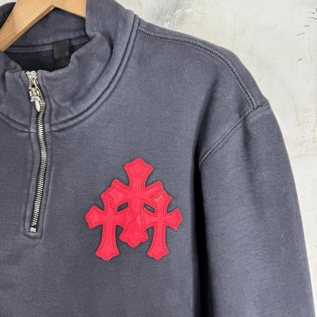 Chrome Hearts Navy Paperjam Quarter Zip