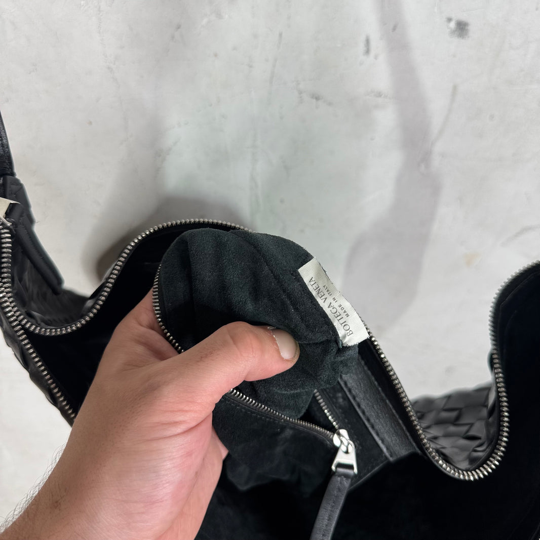 Bottega Veneta Intrecciato Woven Leather Virgule Bag