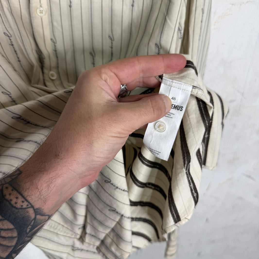 Jacquemus Pinstripe Script Logo LS Shirt