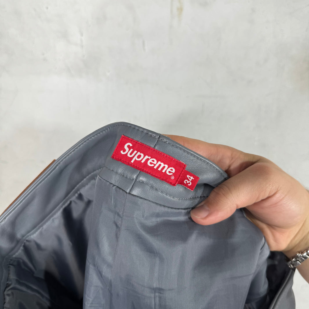 Supreme Grey Leather Pants