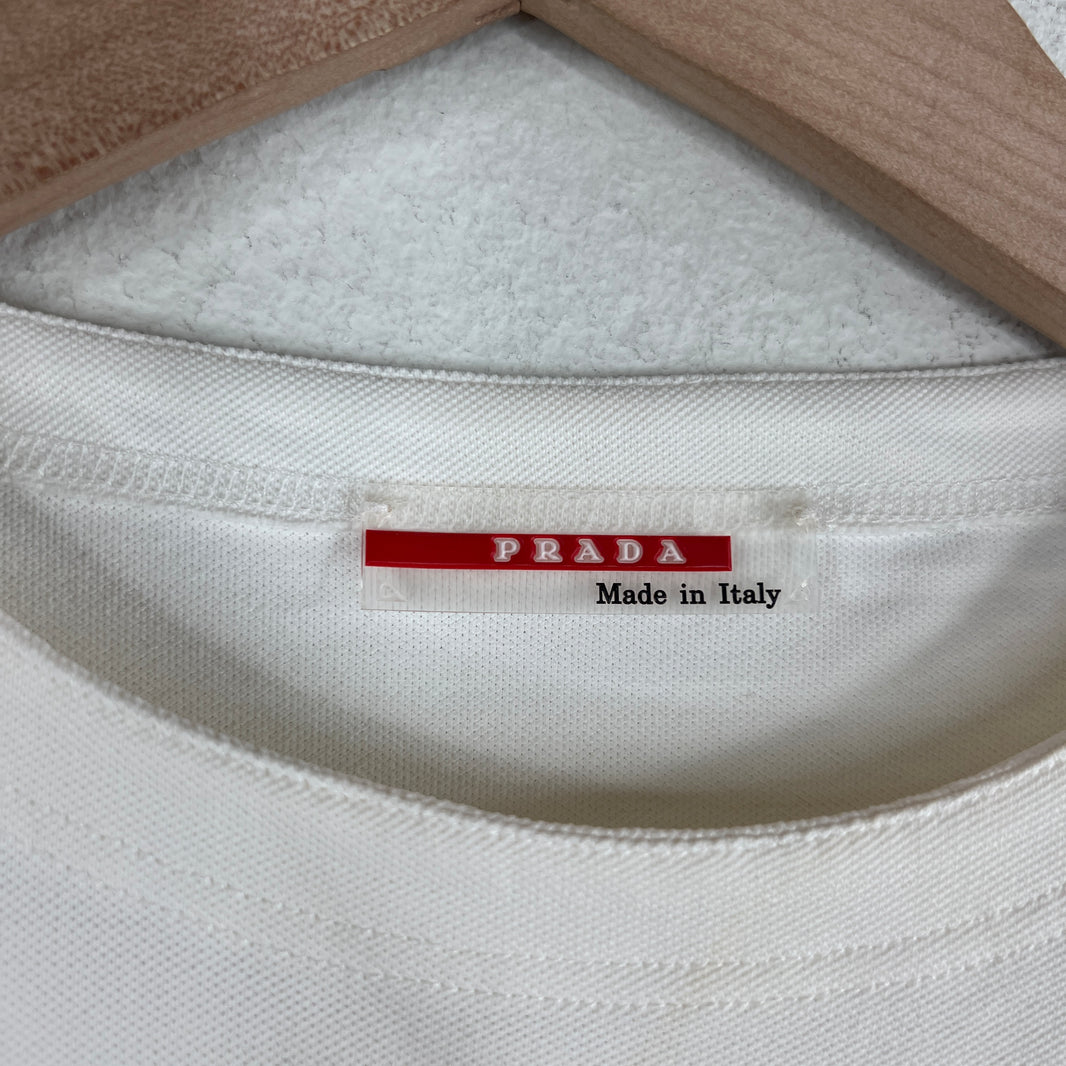 Prada White Zipper Detail T-Shirt