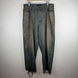 Balenciaga Waxed Mud Blue Wash Baggy Jeans