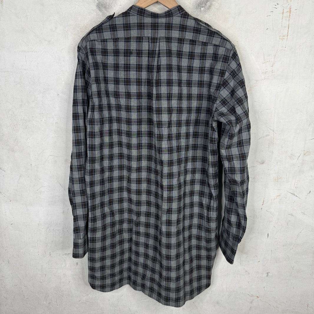 Dries Van Noten Blue/Brown Plaid Shirt With Epaulettes