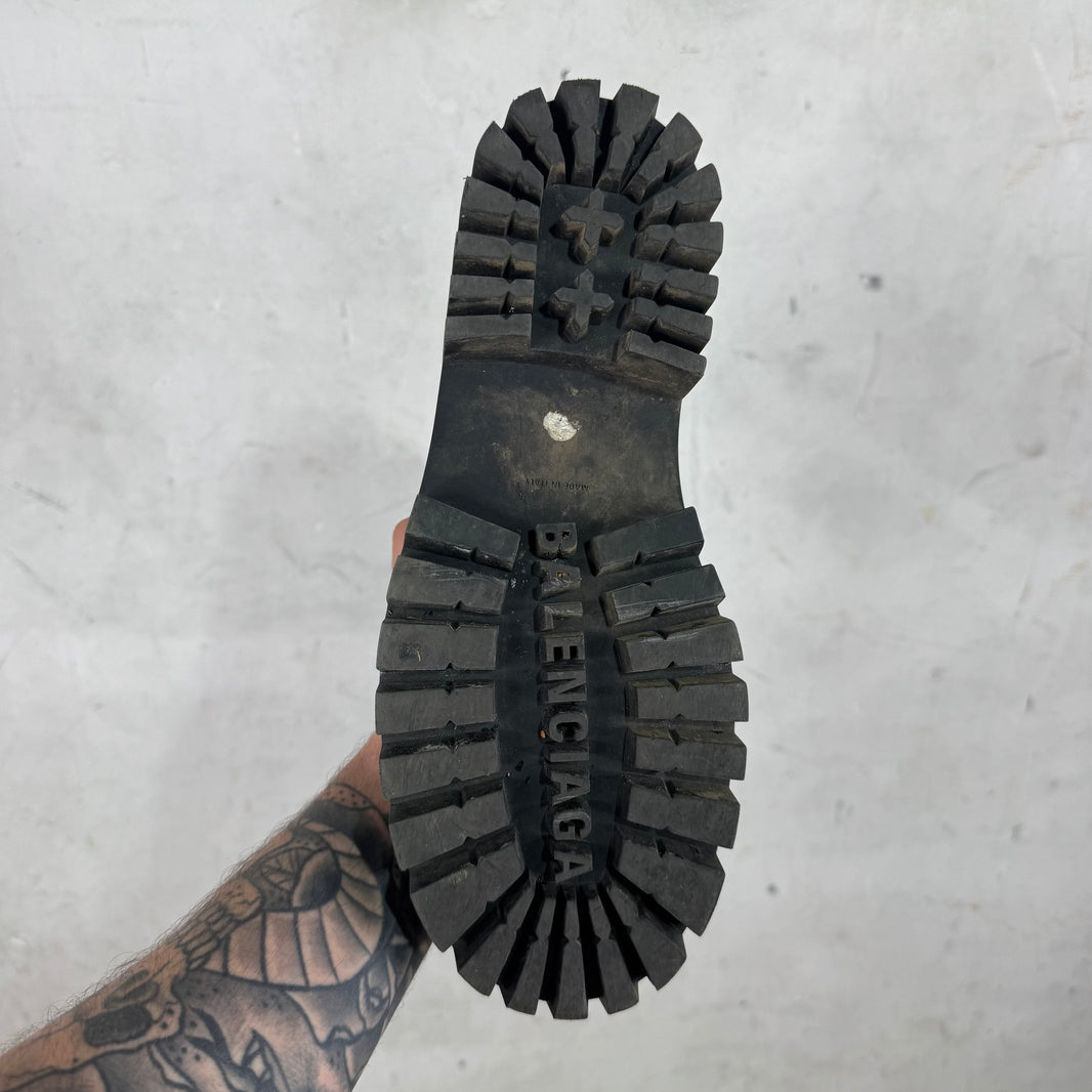 Balenciaga Distressed Canvas Strike Boots