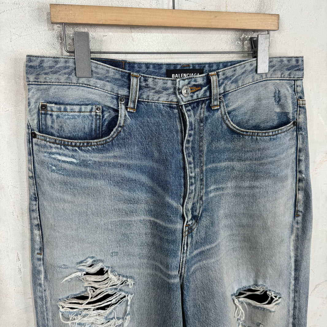 Balenciaga Distressed Layered Track Jeans