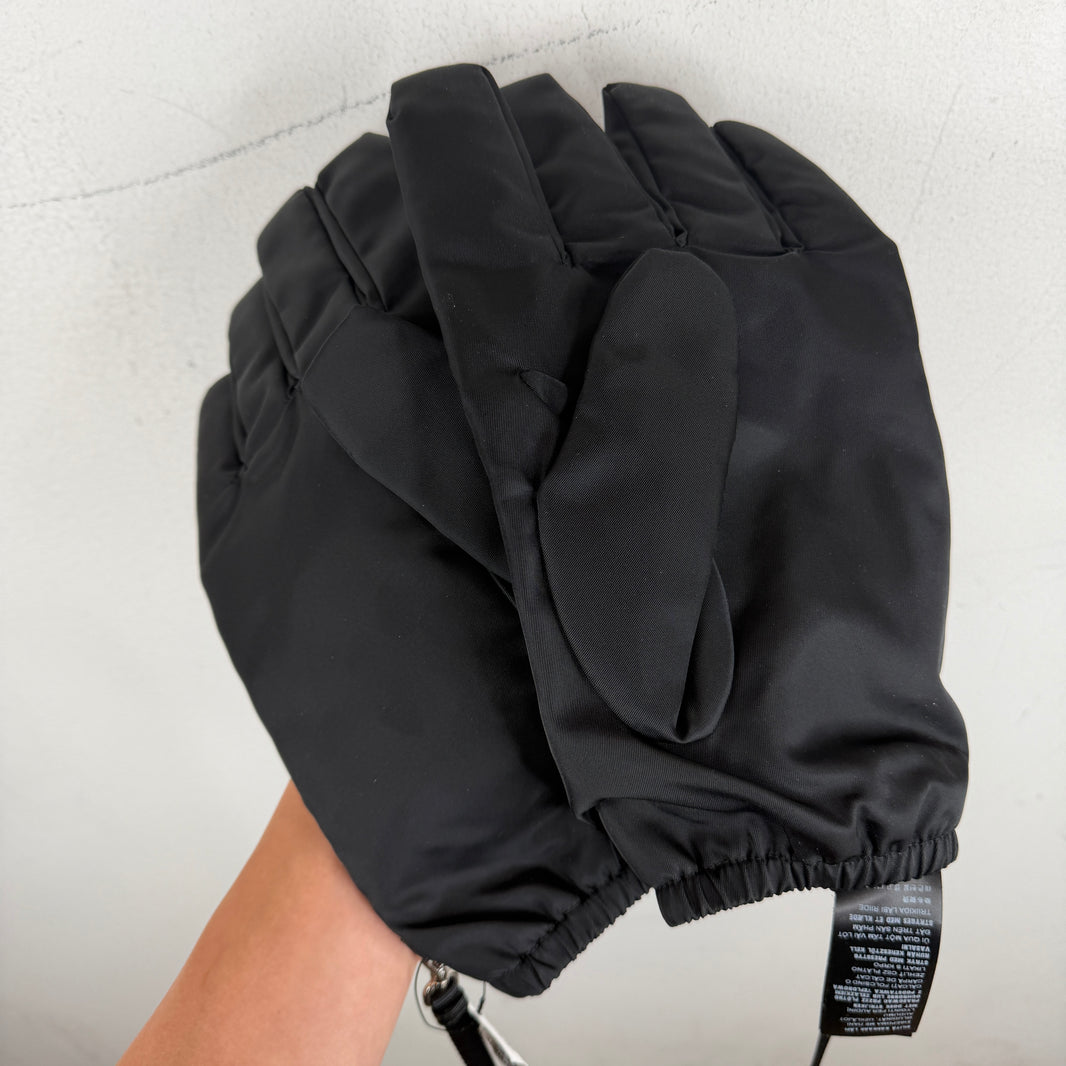 Prada Blank Badge Nylon Gloves